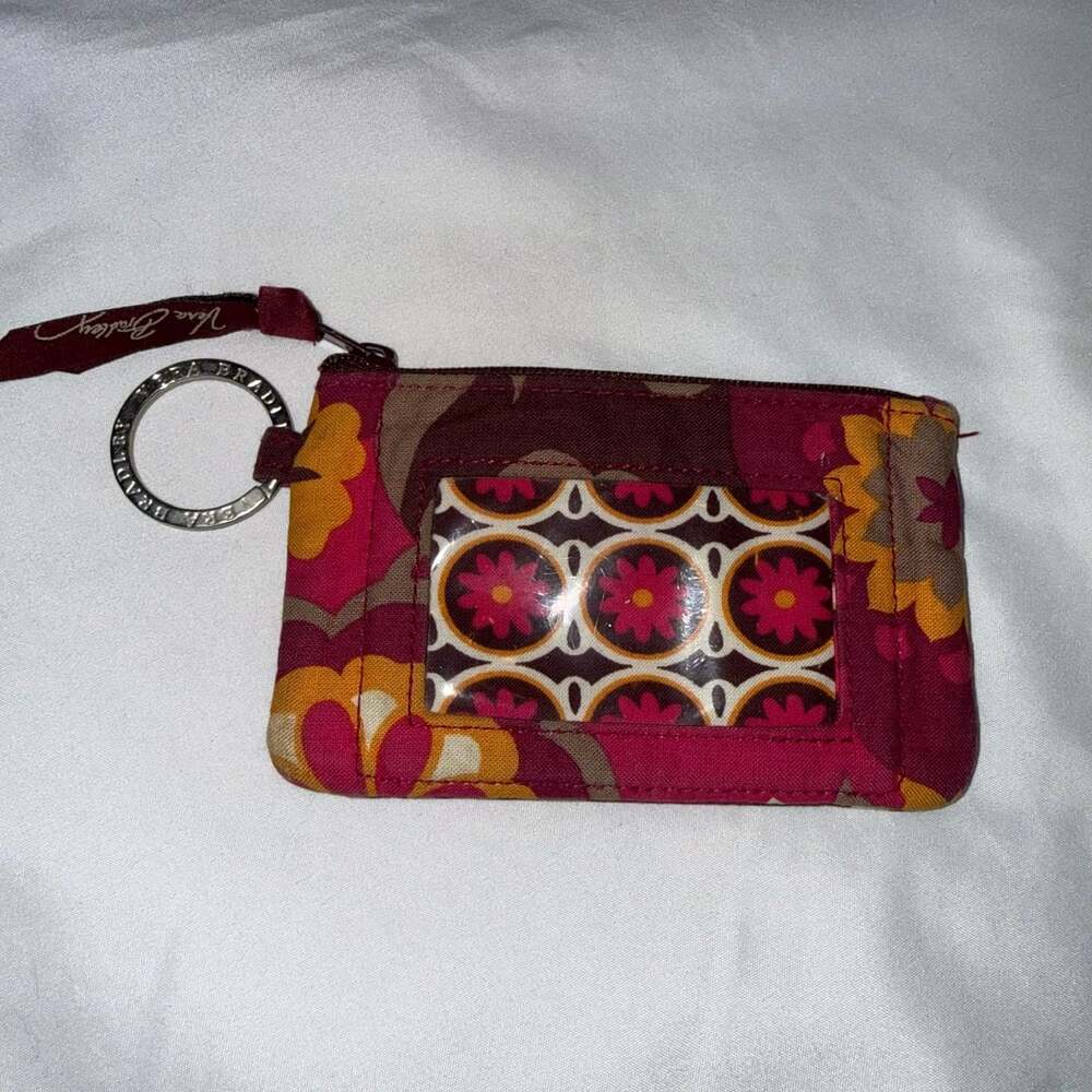 Vera Bradley Carnaby Zip ID Case Wallet Key Ring Coin Pouch